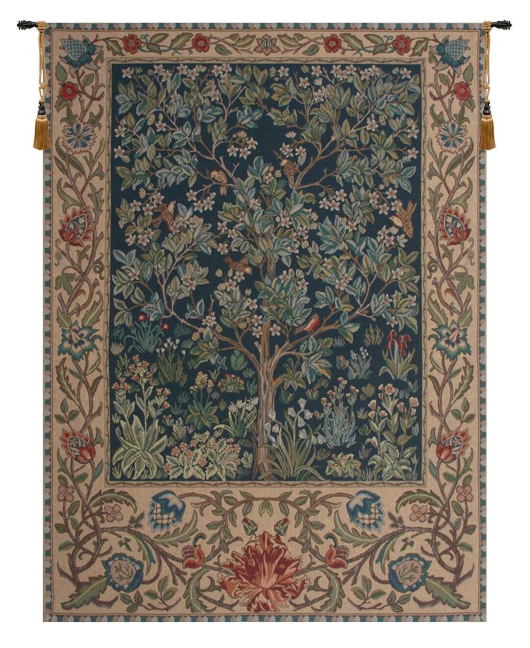 William Morris Tree of Life Tapestry Wall Hanging Floral Vintage Woven ...