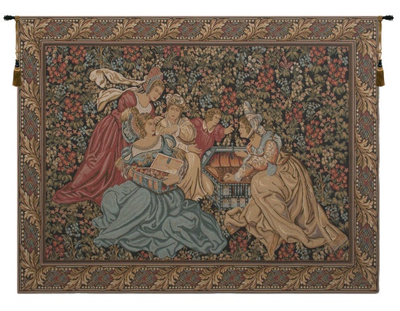 Floral Medieval Princess European Wall Tapestry - Woven Decorative Hanging for Home Art Decor