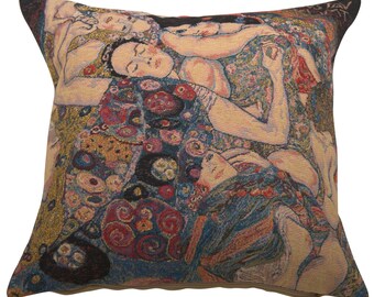 The Virgin by Klimt Tapestry Cushion Covers - Gobelin Sofa Pillow Cover - Gustav Klimt Art - 18x18 Square Decorative Throw Pillow Covers