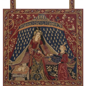 Seul Desire with Loops European Wall Tapestry - Lady and the Unicorn Wall Décor Art - Medieval Tapestry Wall Hanging - Decorative Wall Art