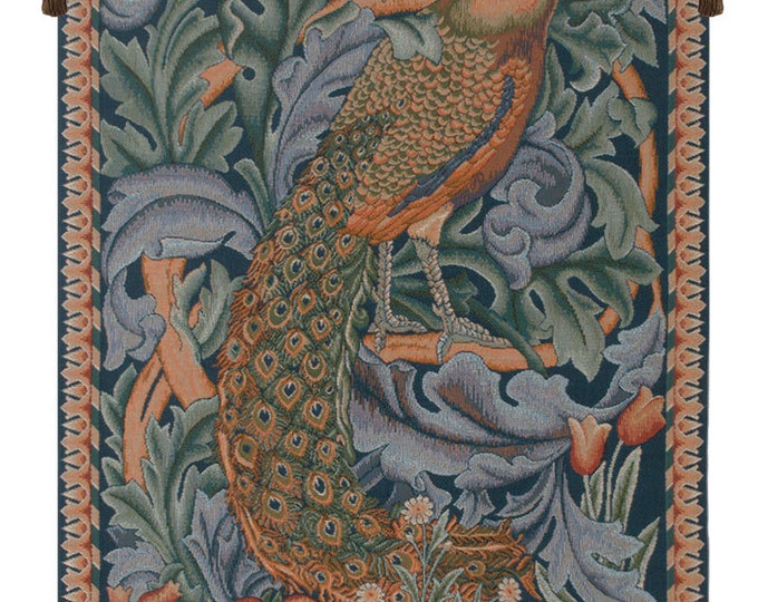 William Morris Peacock Tapestry: Jacquard Woven Wall Art