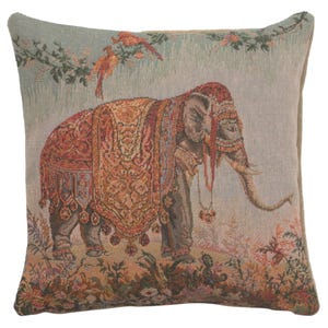 Copricuscino piccolo arazzo elefante I 14 x 14 pollici – Copricuscino decorativo arte animale – Copricuscino divano in gobelin intrecciato
