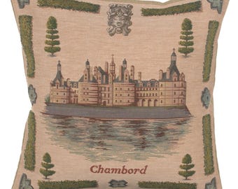 Chambord I French Tapestry Cushion Cover - 19x19 inch Gobelin Sofa Pillow Cover - Woven Throw Cushion Cover - Decorative Pillow Cover