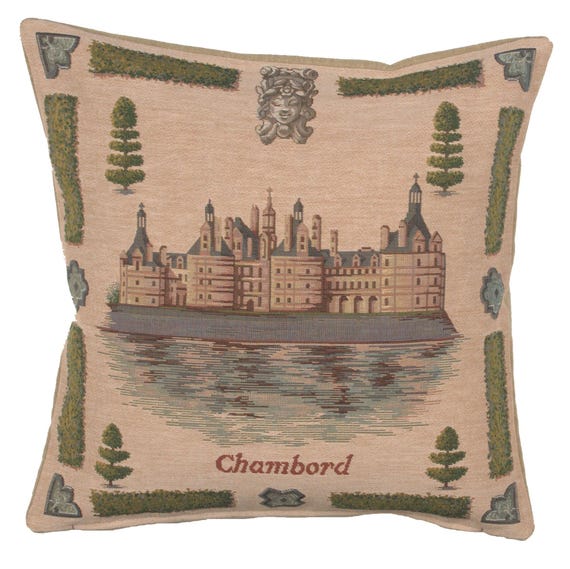 Chambord French Tapestry Cushion Cover: Woven Chateau Pillow, 19x19 inch
