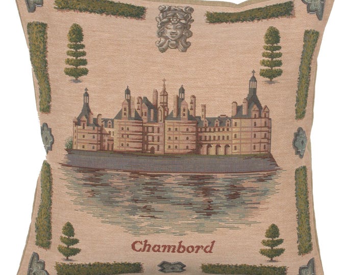 Chambord French Tapestry Cushion Cover: Woven Chateau Pillow, 19x19 inch