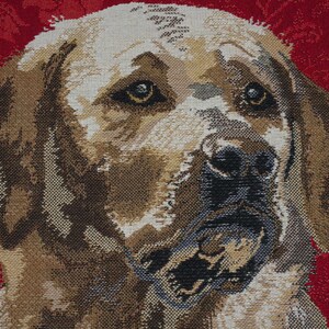 Yellow Labrador Tapestry Cushion Cover: Belgian Jacquard Woven Pillow (16x16 inch) image 4