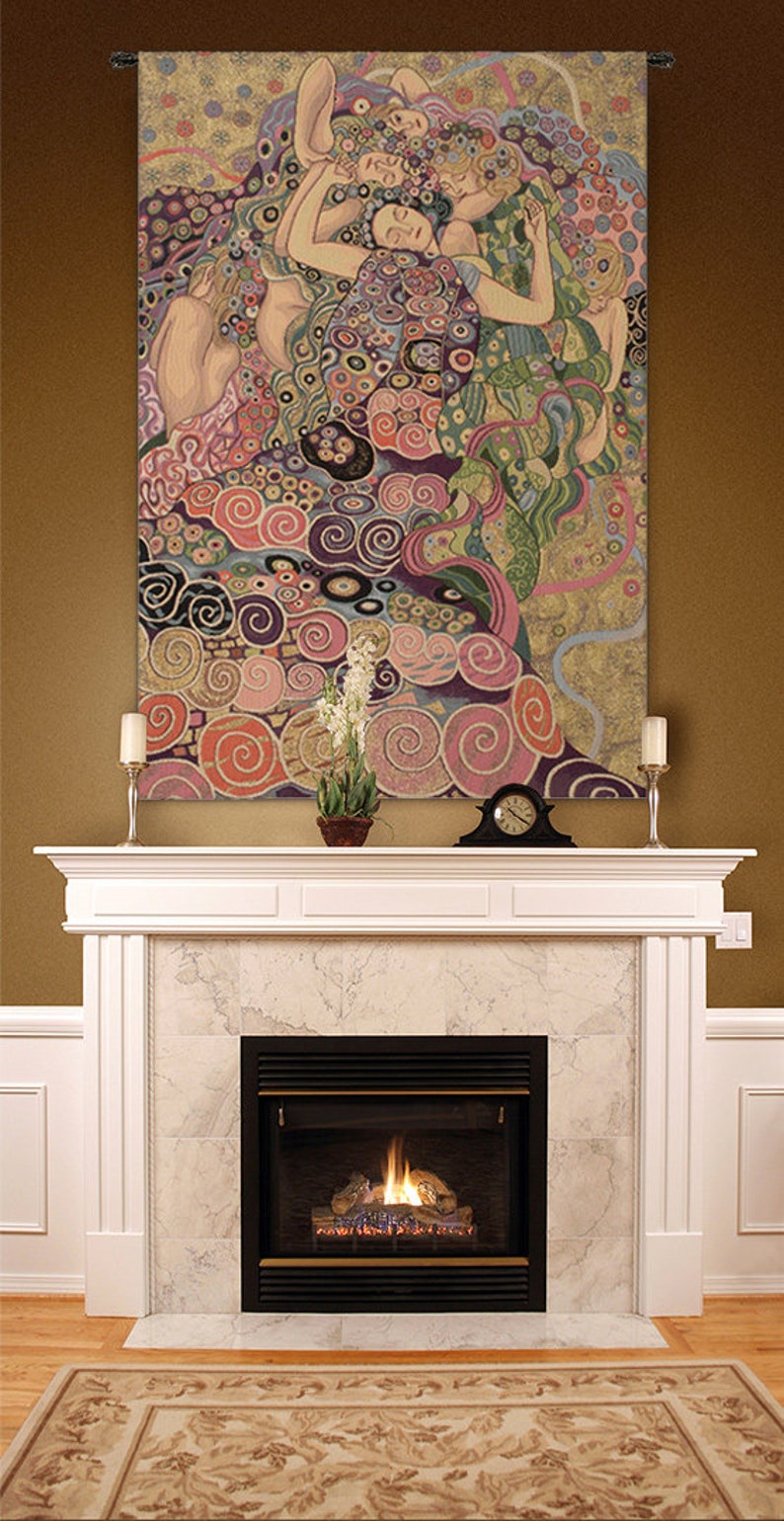 The Virgin European Wall Tapestry - Gustav Klimt Fine Wall Decor Art - Young Ladies Decorative Wall Hanging - Jacquard Wall Tapestry image 5