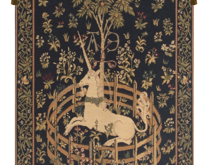 Medieval Unicorn Captivity Tapestry: Jacquard Woven European Wall Decor Art Hanging for Home