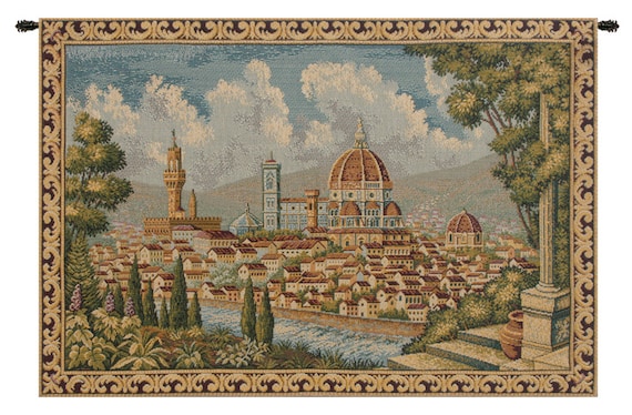 Florence Italy Tapestry: Italian Cityscape Woven Wall Hanging (12x19 inch)