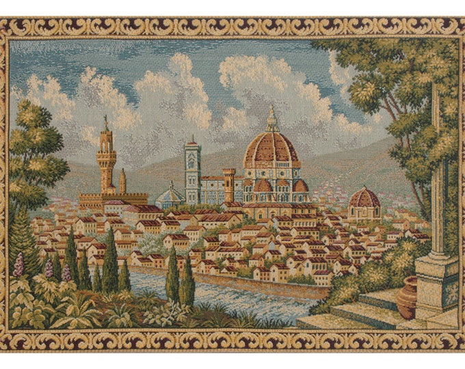 Florence Italy Tapestry: Italian Cityscape Woven Wall Hanging (12x19 inch)