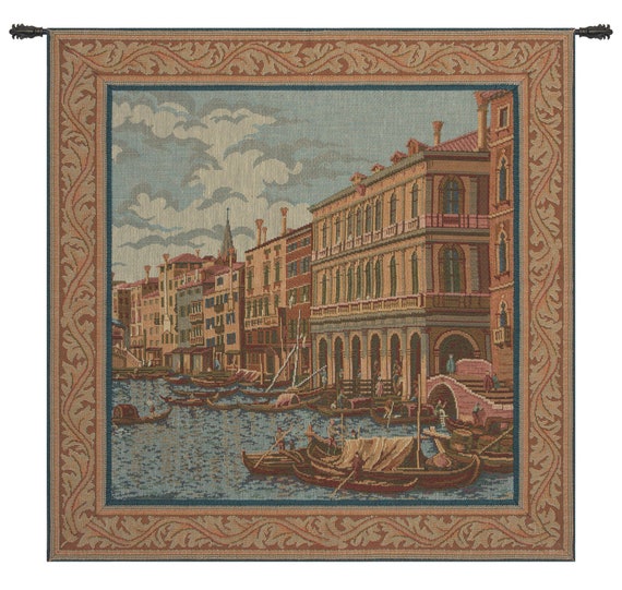 Venice Grand Canal Tapestry: Italian Jacquard Woven Wall Art (21x21 inch)