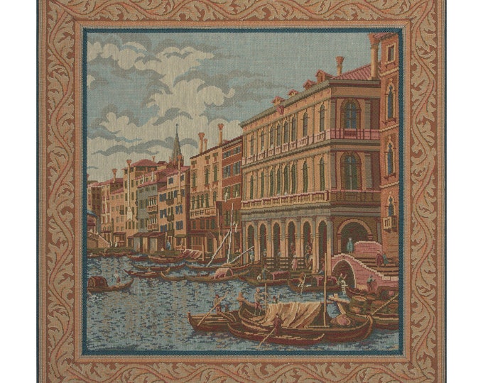 Venice Grand Canal Tapestry: Italian Jacquard Woven Wall Art (21x21 inch)