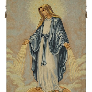 Miracolosa Italian Virgin Mary Jacquard Tapestry - Christian Religious Wall Art Hanging for Home Decor
