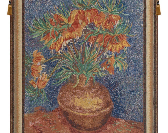Fritillaria Flower Tapestry: Van Gogh Style Woven Wall Art