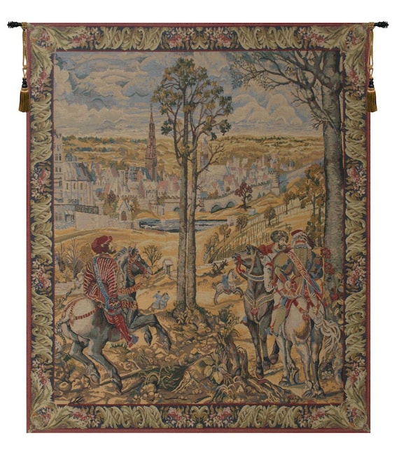 Brussels Flanders Hunting Scene Tapestry: Medieval Wall Decor (46x40 inch)