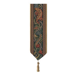 Mittelalterlicher Wandteppich mit Eberjagd-Motiv, Glockenzug, französischer Jacquard-Stoff, 42 x 6 Zoll