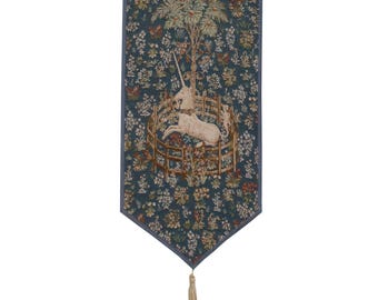 Blue Unicorn Captive Large Table Runner - Fantasy Dining Decor Magical Home Accent Linen