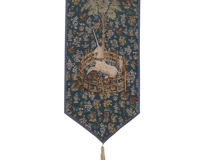 Blue Unicorn Captive Large Table Runner - Fantasy Dining Decor Magical Home Accent Linen