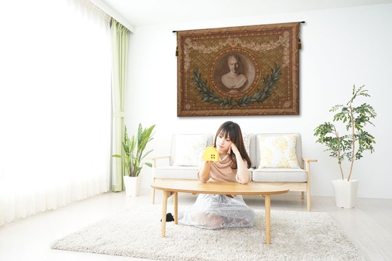 Napoleon European Woven Jacquard Wall Tapestry - Antique Medieval Floral Statue Decor Art Hanging