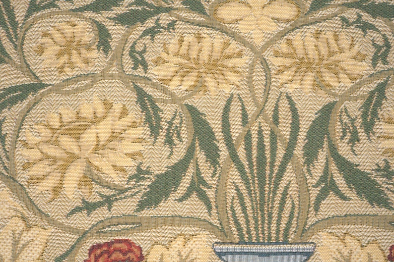 William Morris rose tapestry pillow cover with floral vase design vintage jacquard woven cushion for sofa home decor