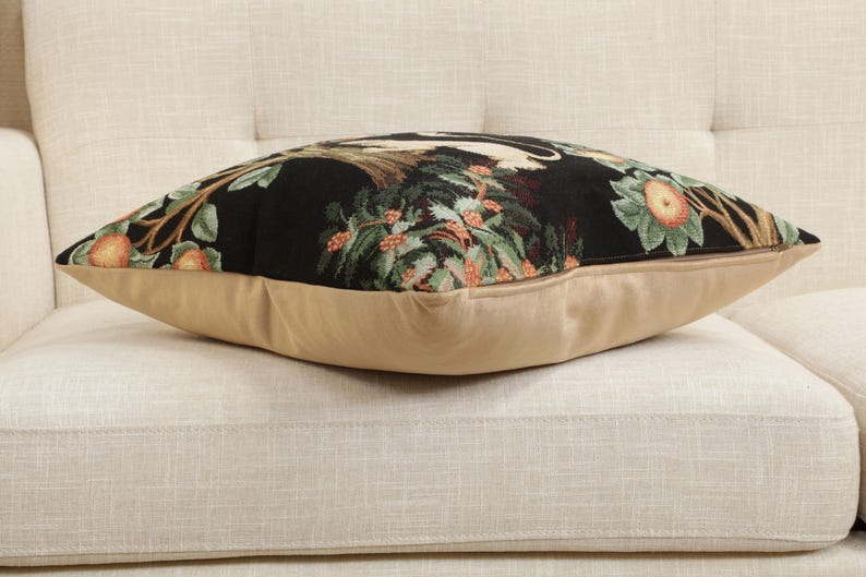 Lion and Pheasant Tapestry Cushion Cover Medieval Jacquard Woven Pillow 19x19 image 5