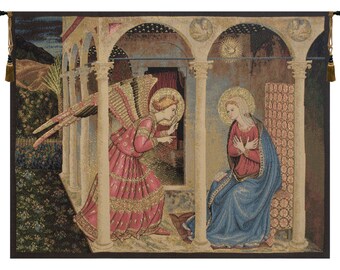 Annuniciation European Wall Tapestry - Jacquard Wall Decor Art - Woven Unique Wall Tapestry - Religious Decorative Wall Hanging
