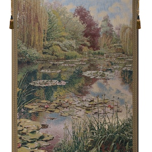 Monet&#39;s Garden Tapestry: Belgian Woven Landscape Wall Art (80x68 inch)