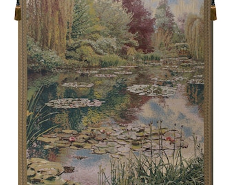 Monet Vertical European Wall Decorative Tapestry - Belgian Wall Hanging - Italian Wall Art-Landscape Tapestry Wall Art-Home Décor Wall Art