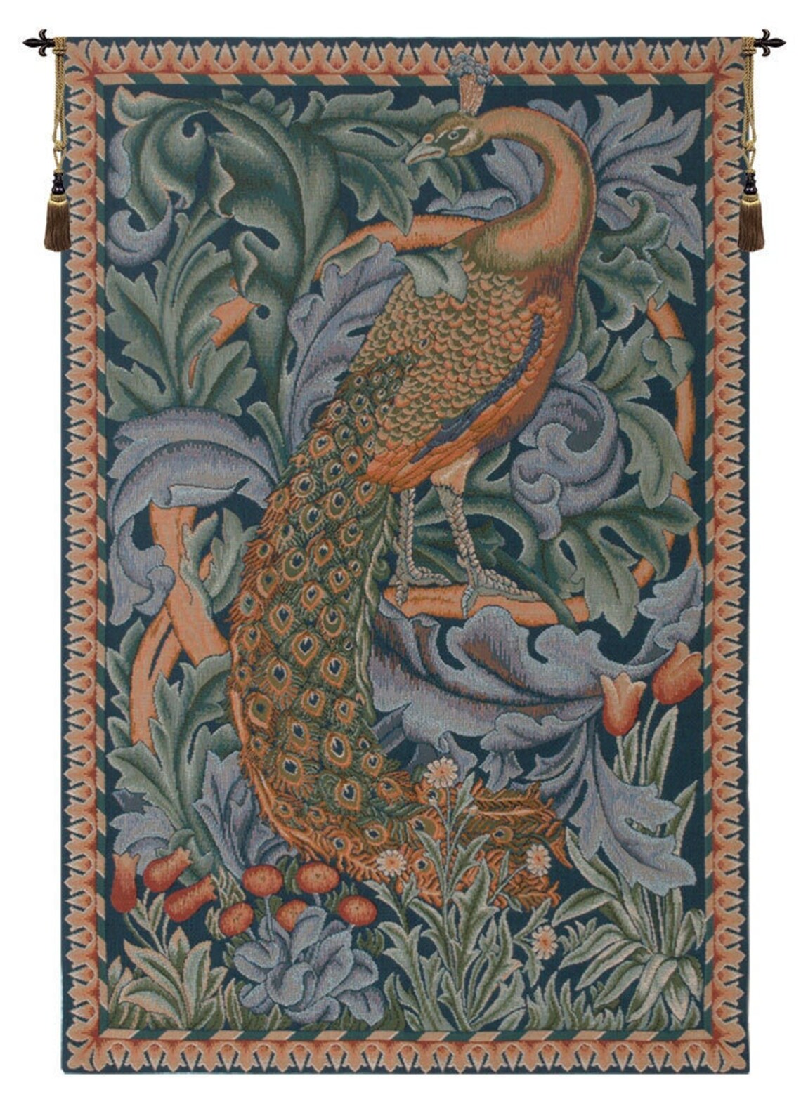 Peacock William Morris Tapestry Wall Hanging Jacquard Woven - Etsy
