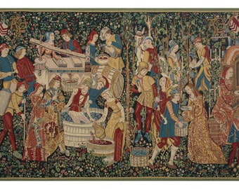Vendages II European Wall Tapestry Hangings - Mille Fleurs Floral Wall Hanging - Fine Art Decorative Wall Tapestry Woven