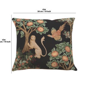 Lion and Pheasant Tapestry Cushion Cover Medieval Jacquard Woven Pillow 19x19 image 2