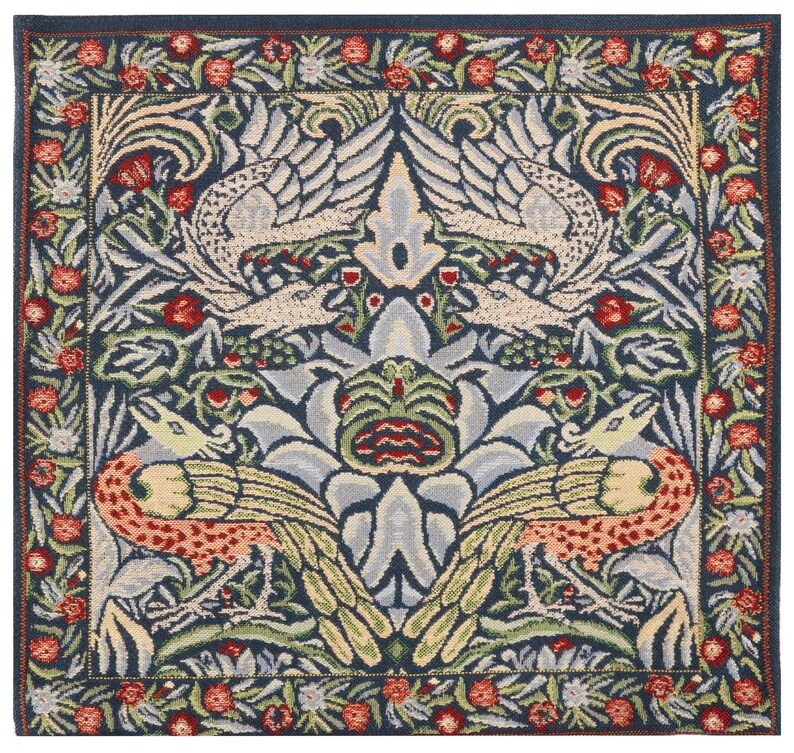 William Morris Tapestry Pillow Cover: Peacock and Dragon Woven Cushion (16x16) image 2