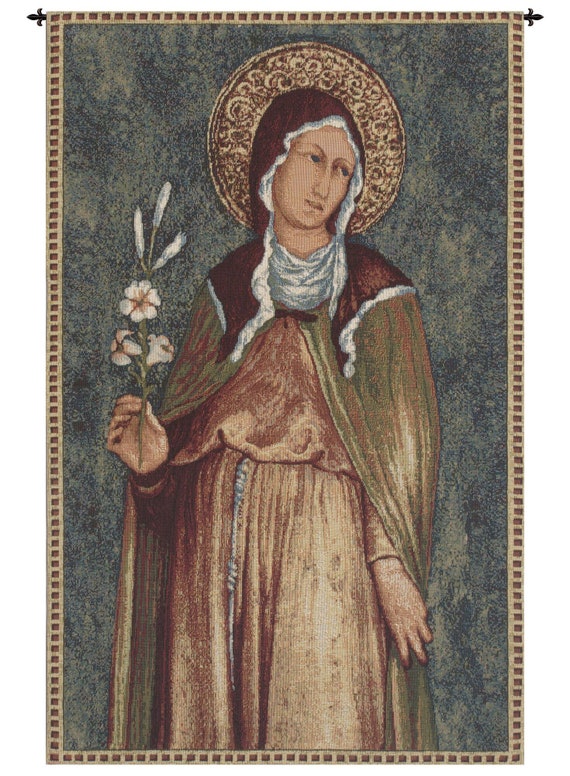 Saint Clare Tapestry: Italian Woven Christian Wall Hanging