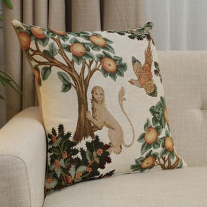 Lion Pheasant Tapestry Throw Pillow Cushion Cover: French Jacquard Woven Medieval (19x19 Inch) image 3