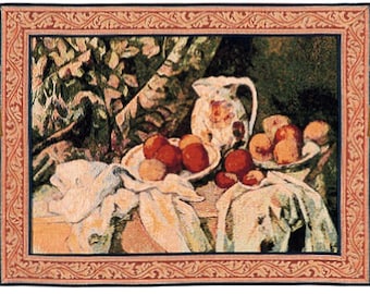 French Still Life European Wall Tapestry - Fruits Art Medieval Wall Hanging - Wine Making Jacquard Wall Tapestry - Woven French Wall Art