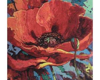 Awakening European Wall Tapestry - Red Floral Wall Decor Art - Decorative Belgian Wall Hanging - Simon Bull Art Belgian Wall Tapestry