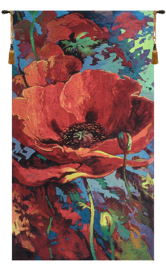 Simon Bull 'Awakening' Floral Tapestry: Belgian Woven Wall Hanging (66x36 inch)