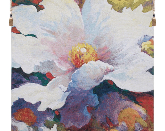 Simon Bull Floral Tapestry: 'Because of You' Belgian Jacquard Wall Art