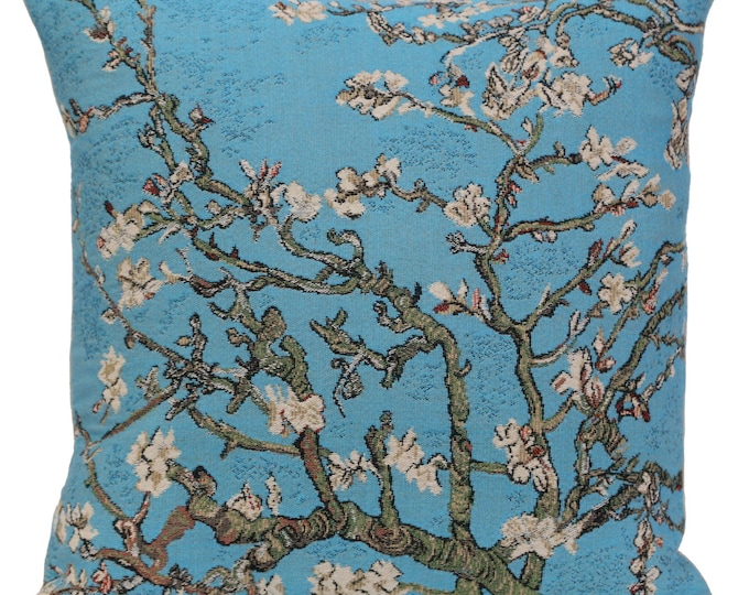 Van Gogh Almond Blossoms Belgian Tapestry Cushion Cover 16x16 inch - Gobelin Museum Art Gift