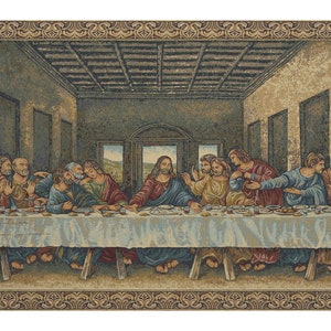 ジャカード 壁掛けタペストリー 最後の晩餐 リビングルーム 壁アート、イタリア製壁掛けタペストリー、クリスマス 宗教壁装飾 男性へのギフト