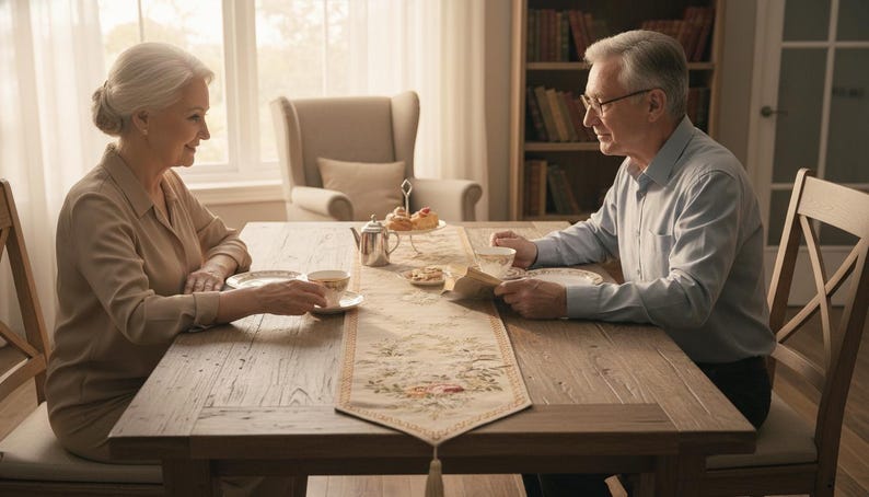 Aubusson Floral Table Runner: French Jacquard Woven Wool (71x14 inch image 10