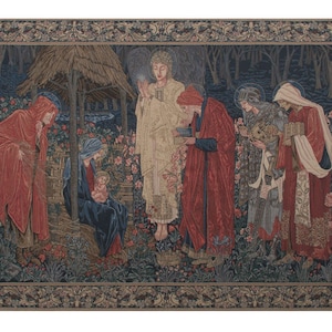Adoration of the Magi Tapestry: Belgian Woven Wall Hanging, 57x78 inch