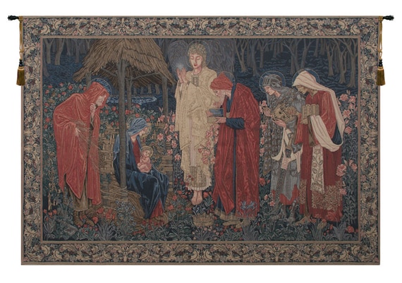 Adoration of the Magi Tapestry: Belgian Woven Wall Hanging, 57x78 inch