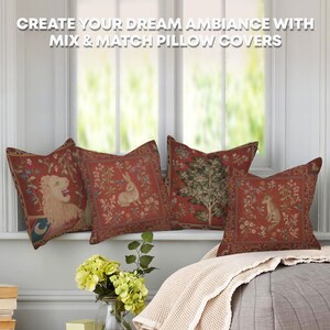 Medieval Oak Tree Tapestry Pillow Cover: French Jacquard Cushion image 8