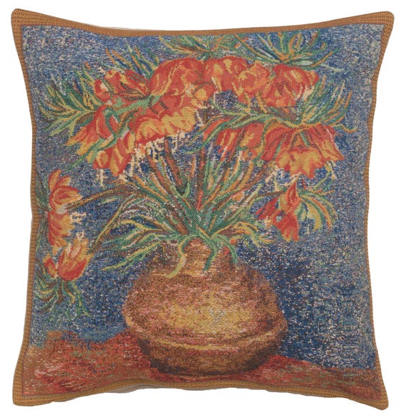 Fritillaries Tapestry Pillow Cover: Van Gogh Floral Art Cushion (16x16 inch)