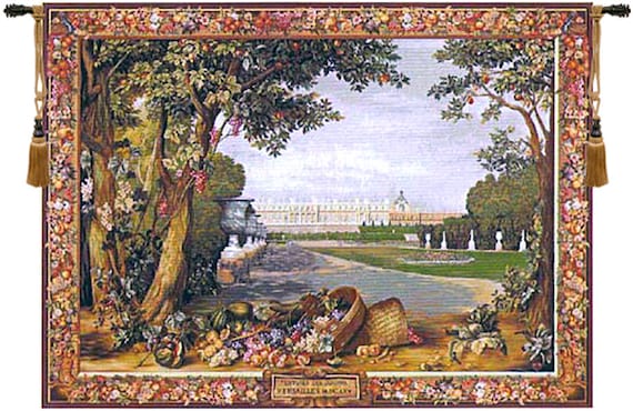 Versailles Garden Tapestry: French Landscape Wall Hanging, 43x58 inch