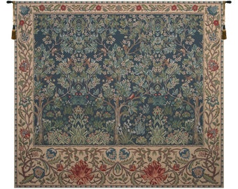 The Tree of Life Forest Wall Tapestry | Woven Wall Tapestry | Floral Wall Art Hanging | William Morris Art Wall Tapestry