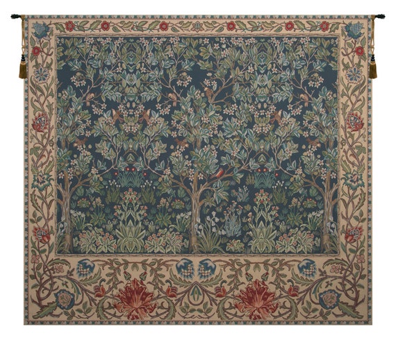 Tree of Life Tapestry: William Morris Floral Woven Wall Art