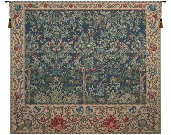 Tree of Life Tapestry: William Morris Floral Woven Wall Art