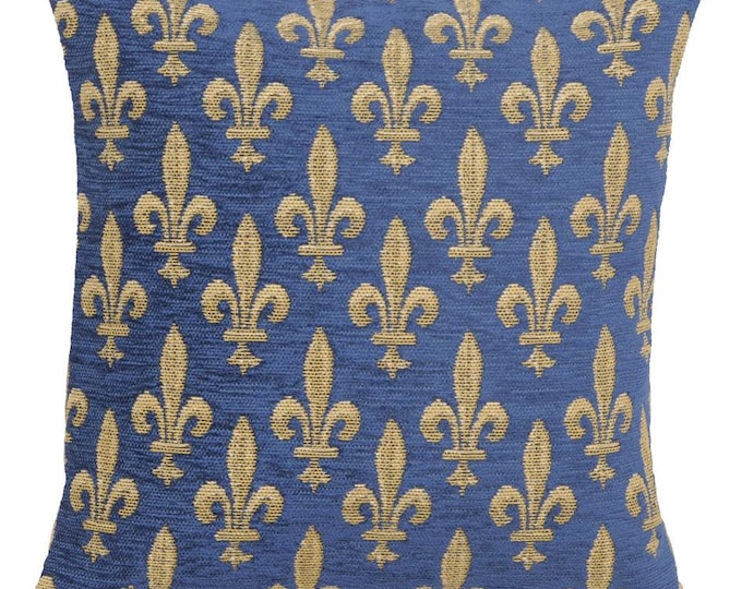 Fleur de Lys Tapestry Pillow Cover: Royal Jacquard, Woven in Belgium